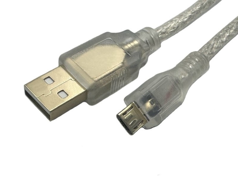 USB2.0A公 to MicroB公鍍金透明線 1.8米